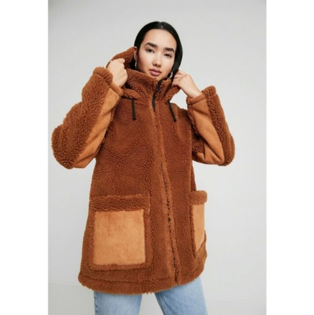 Topshop Vinnie Hooded Faux Shearling Jacket